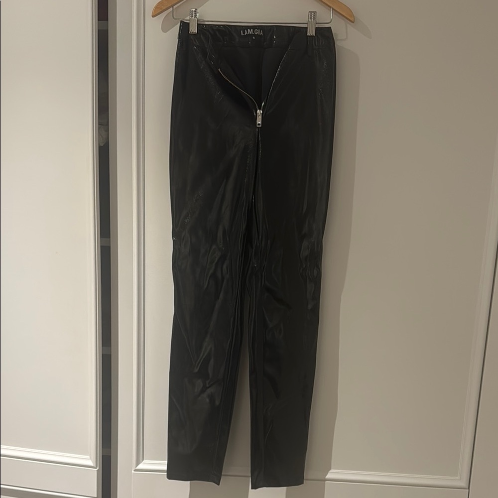 Black Faux Patent leather Pants